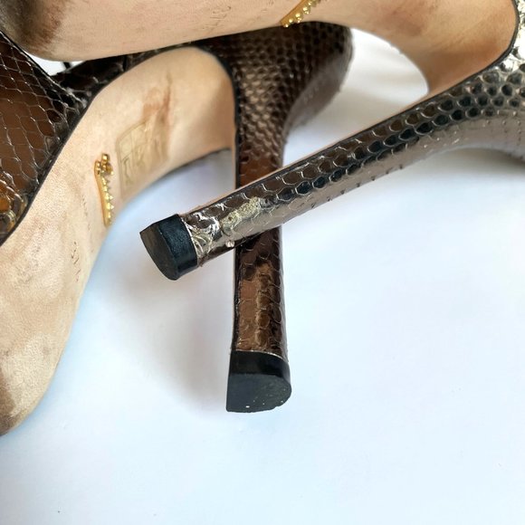 Gucci Exotic Python Leather Platform Heels 7.5 - Picture 11 of 14